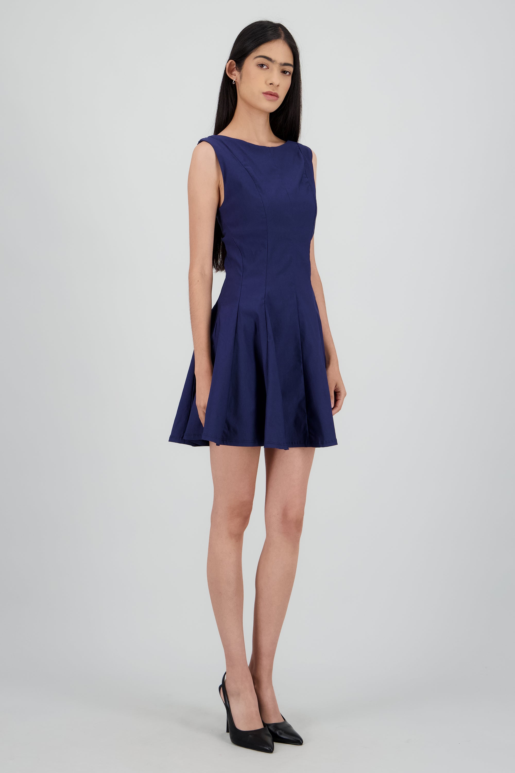 Vestido mini escote recto cortes MARINO