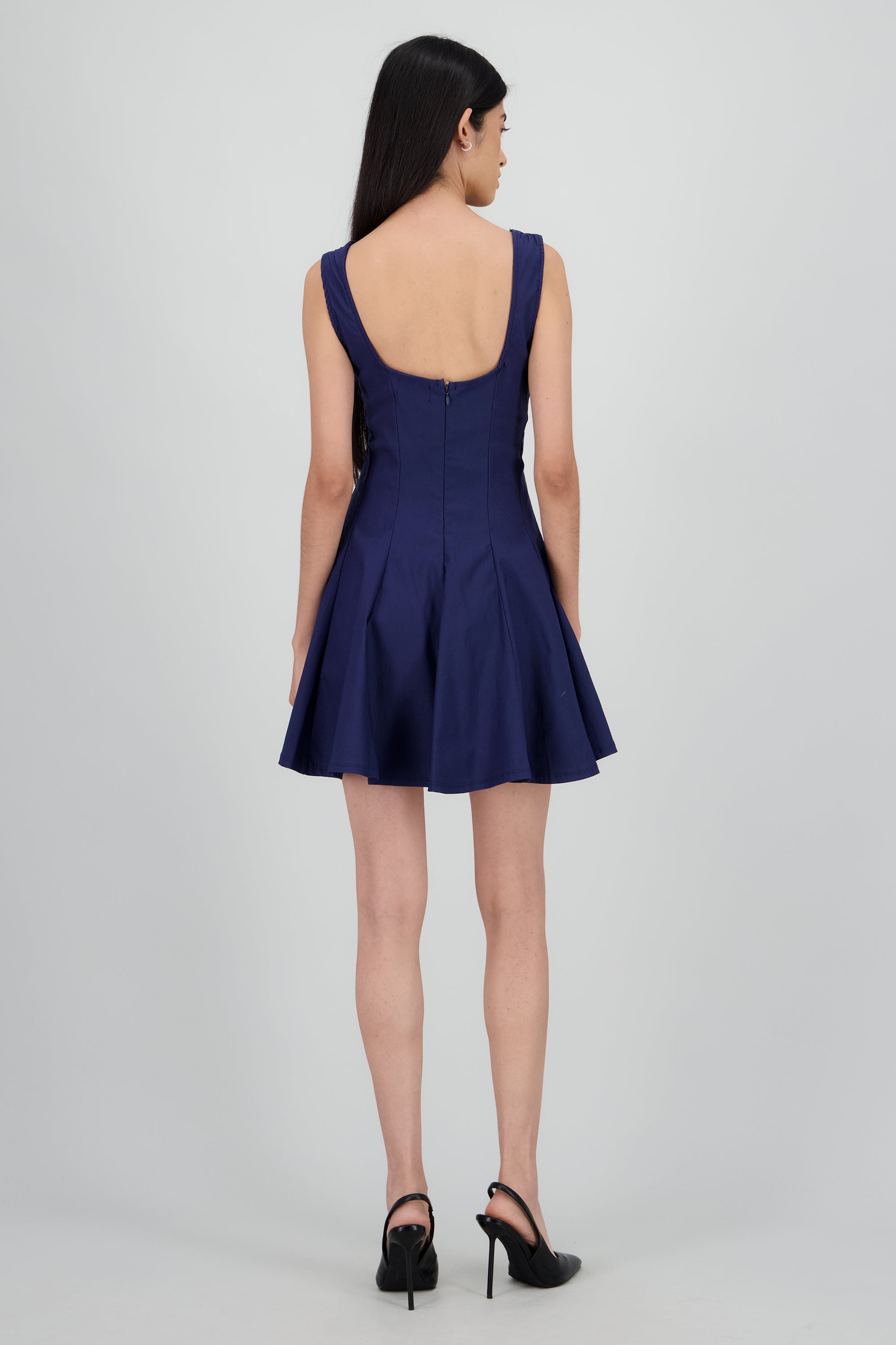 Vestido mini escote recto cortes MARINO
