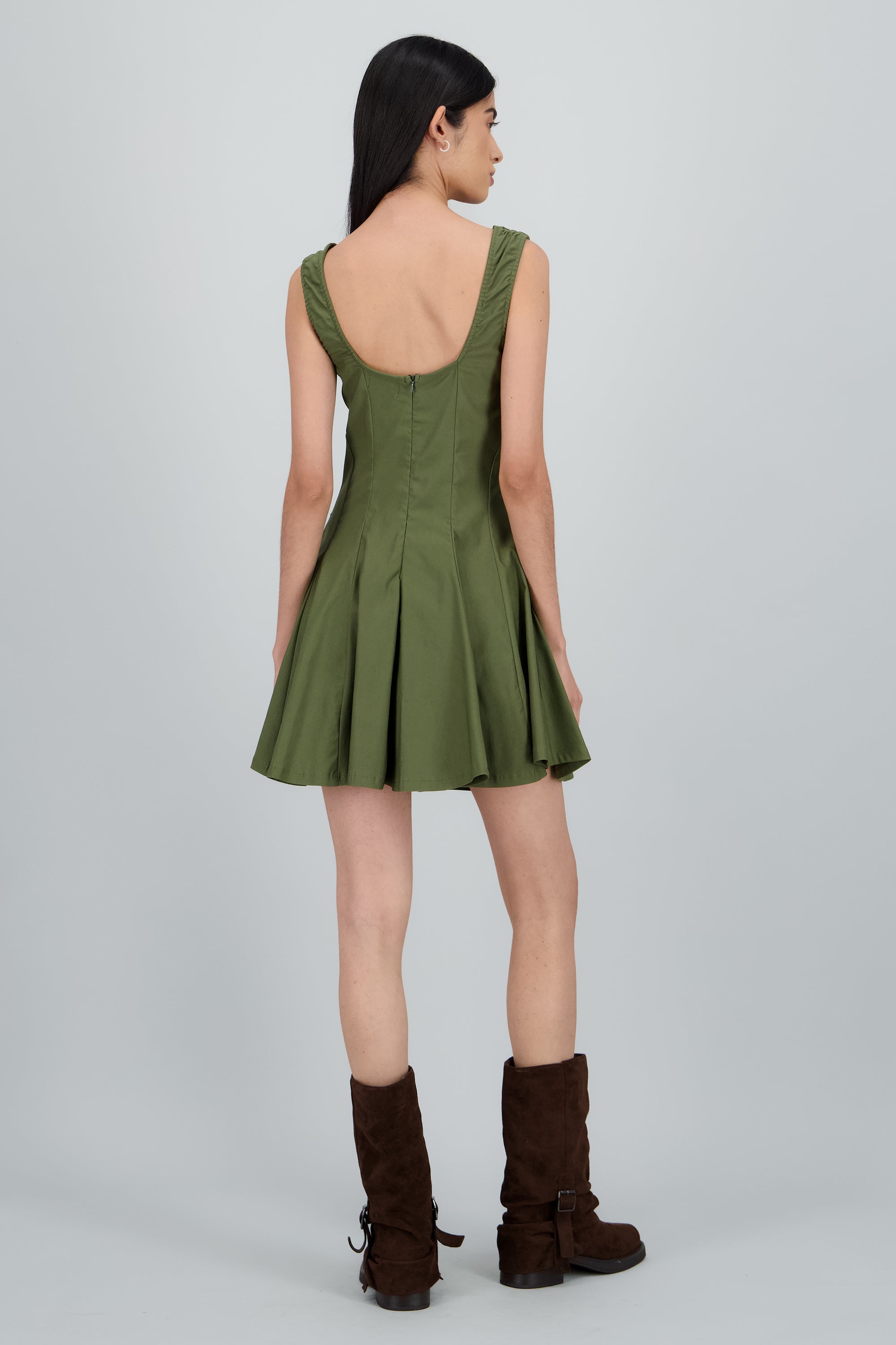 Vestido mini escote recto cortes OLIVO