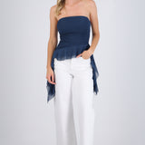 Top strapless drapeado