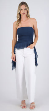 Top strapless drapeado