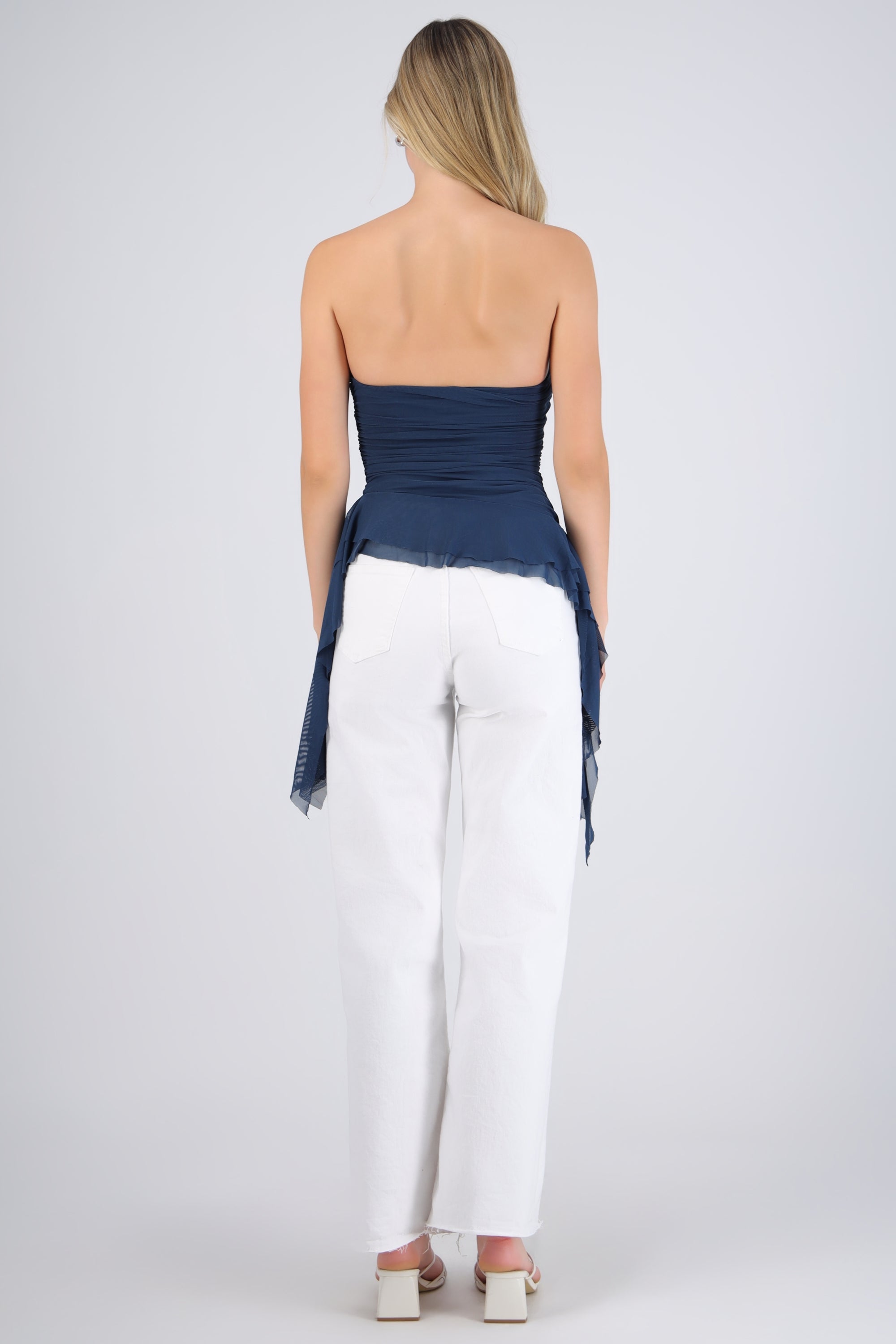 Top strapless drapeado