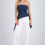 Top strapless drapeado