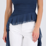 Top strapless drapeado