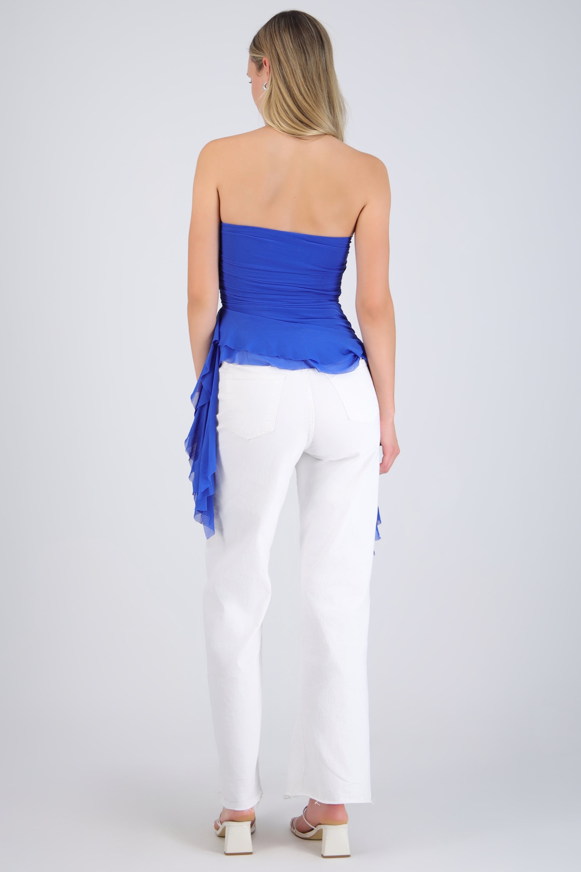 Top strapless drapeado