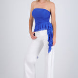 Top strapless drapeado