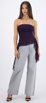 Top strapless drapeado