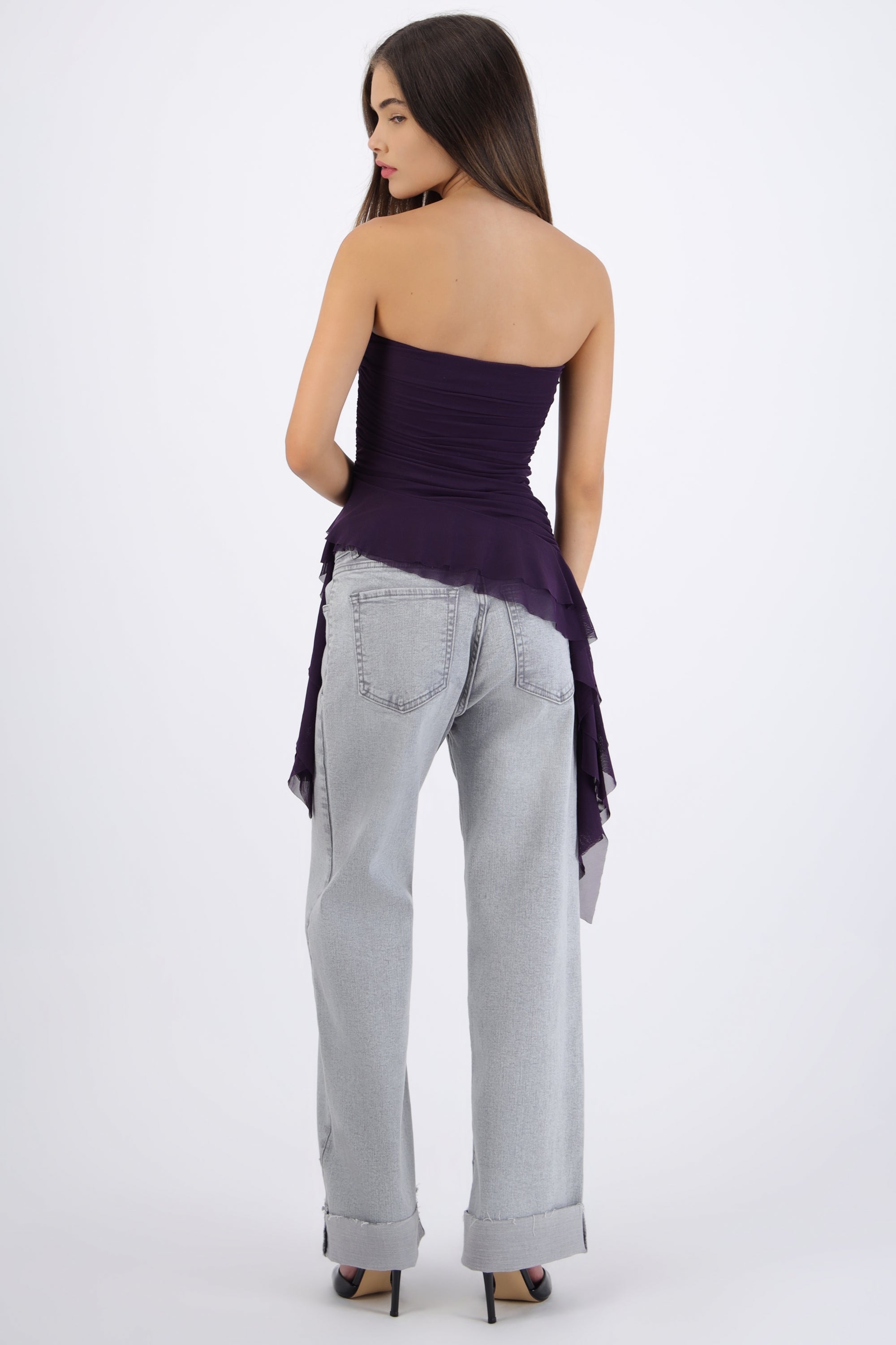 Top strapless drapeado
