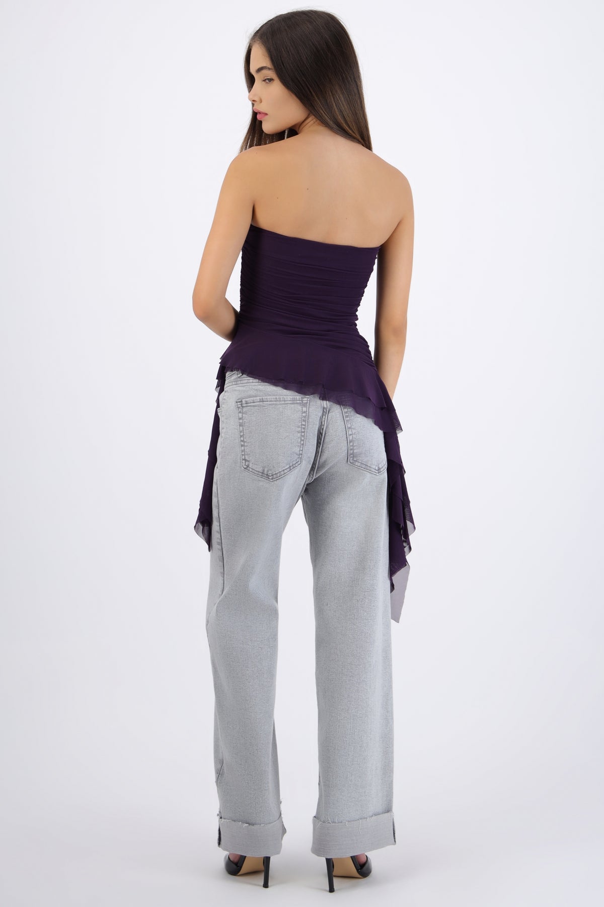Top strapless drapeado MORADO