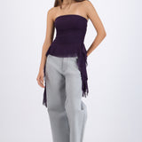 Top strapless drapeado