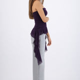 Top strapless drapeado