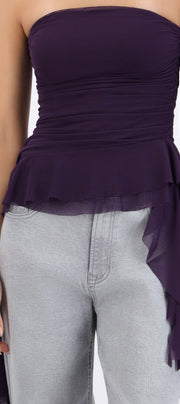 Top strapless drapeado