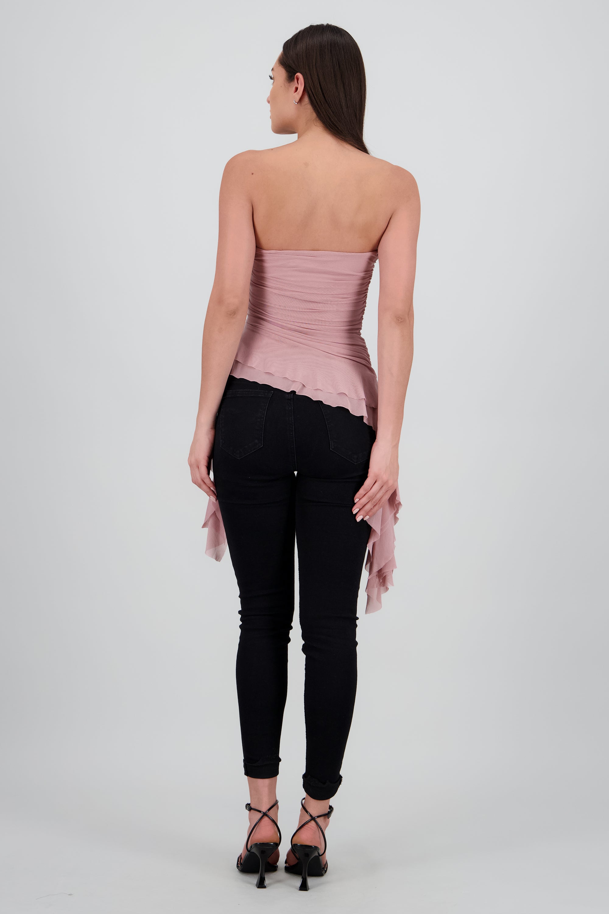 Top strapless drapeado TAUPE
