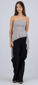 Top strapless drapeado