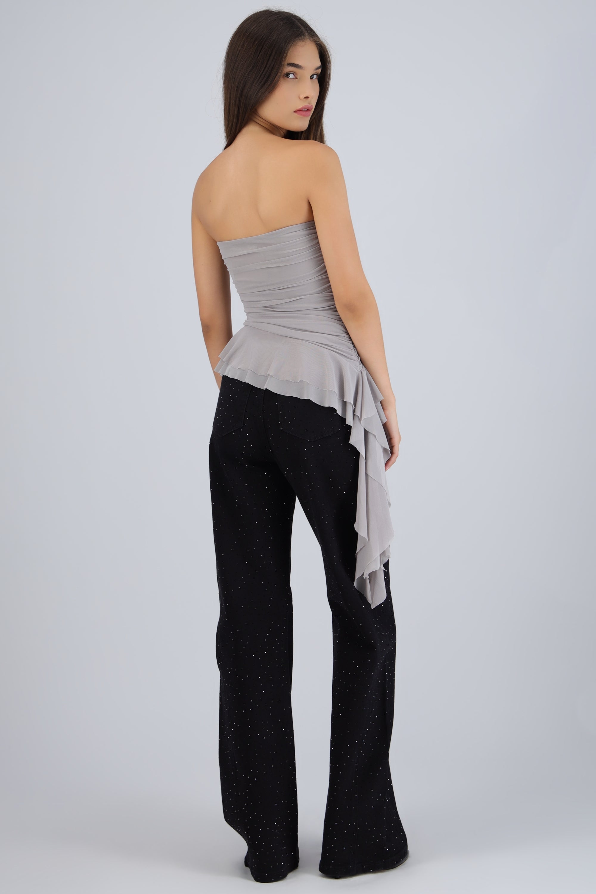 Top strapless drapeado