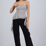 Top strapless drapeado