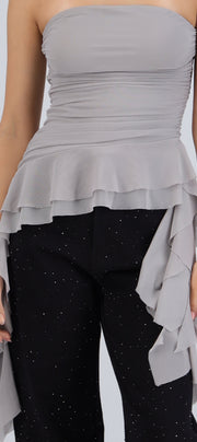 Top strapless drapeado