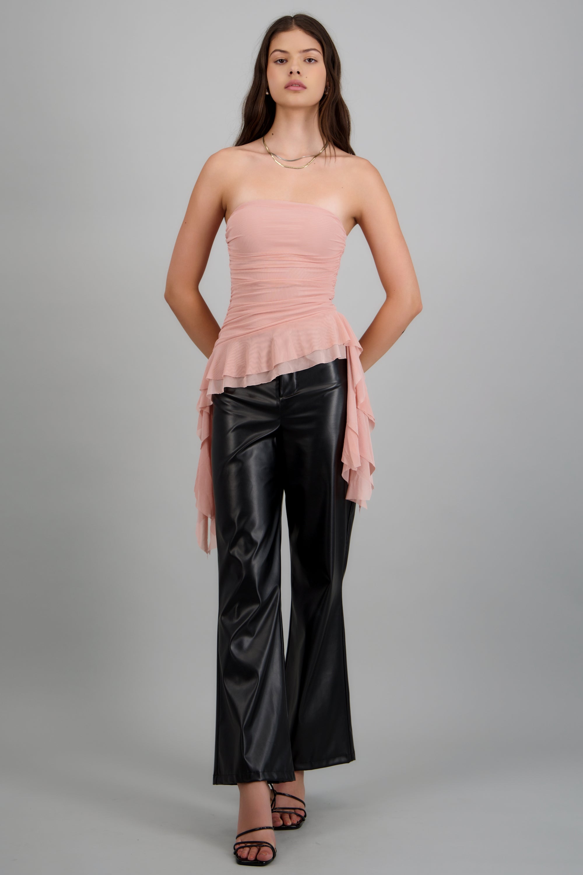 Top strapless drapeado PALO DE ROSA