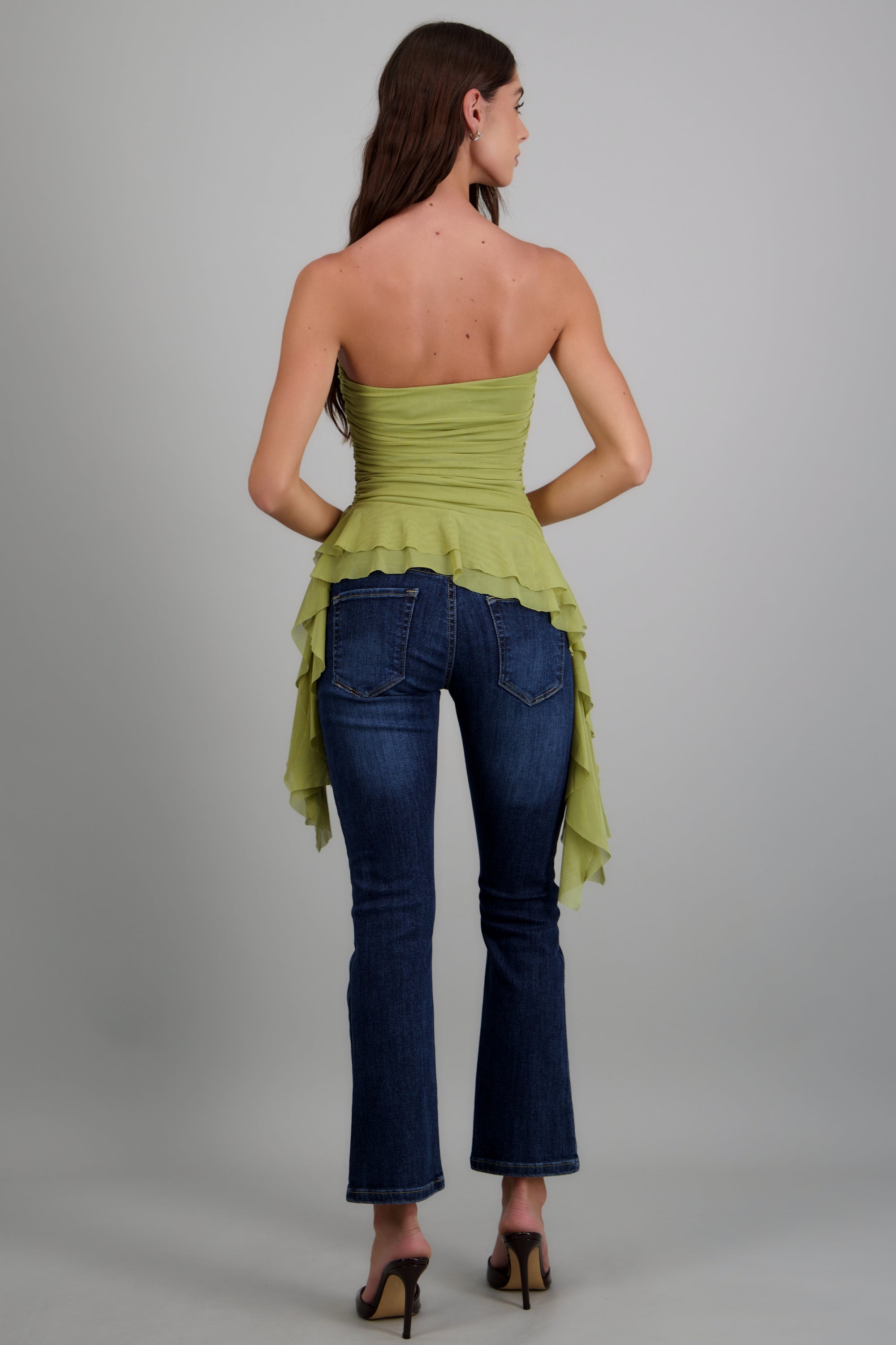 Top strapless drapeado VERDE