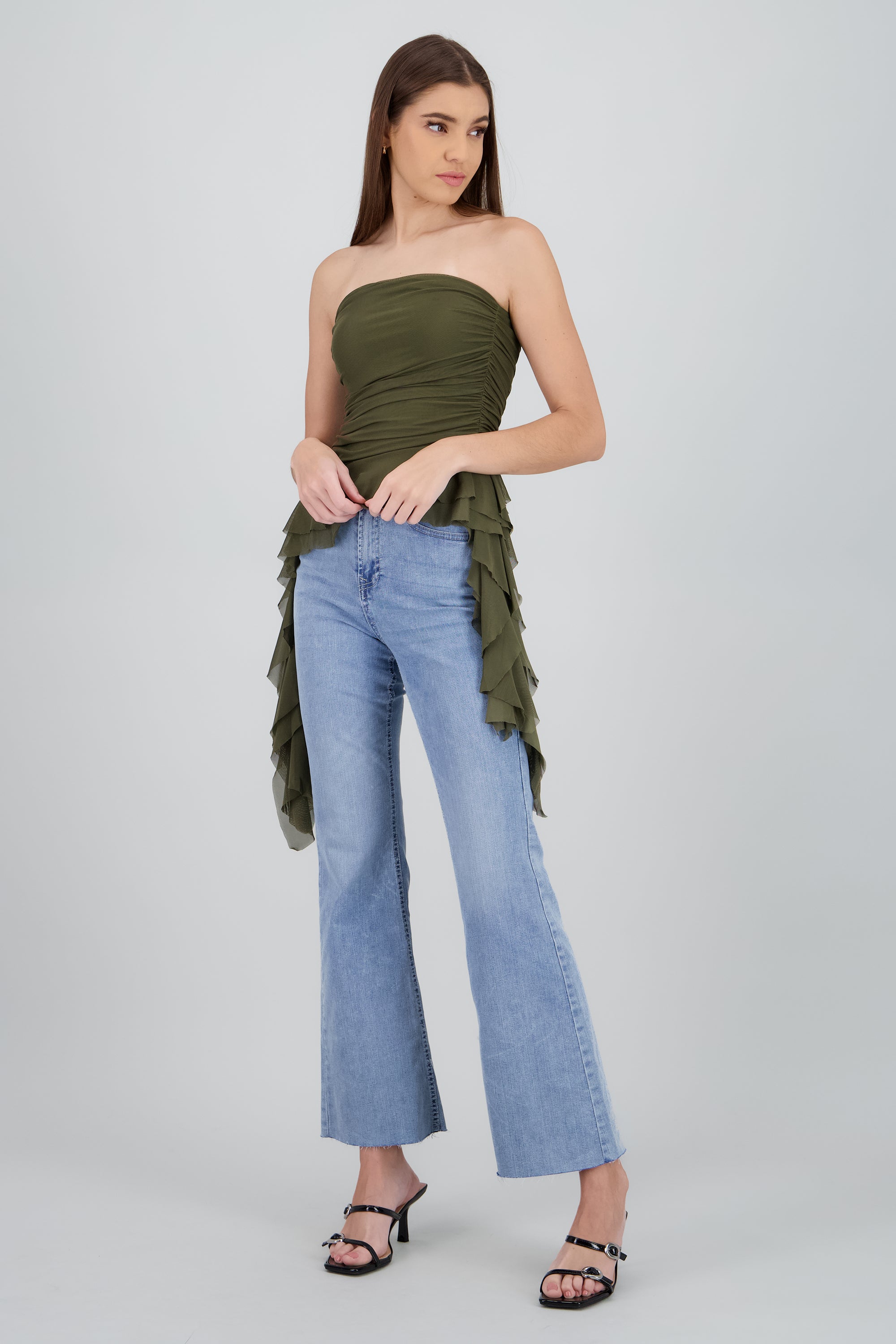 Top strapless drapeado OLIVO