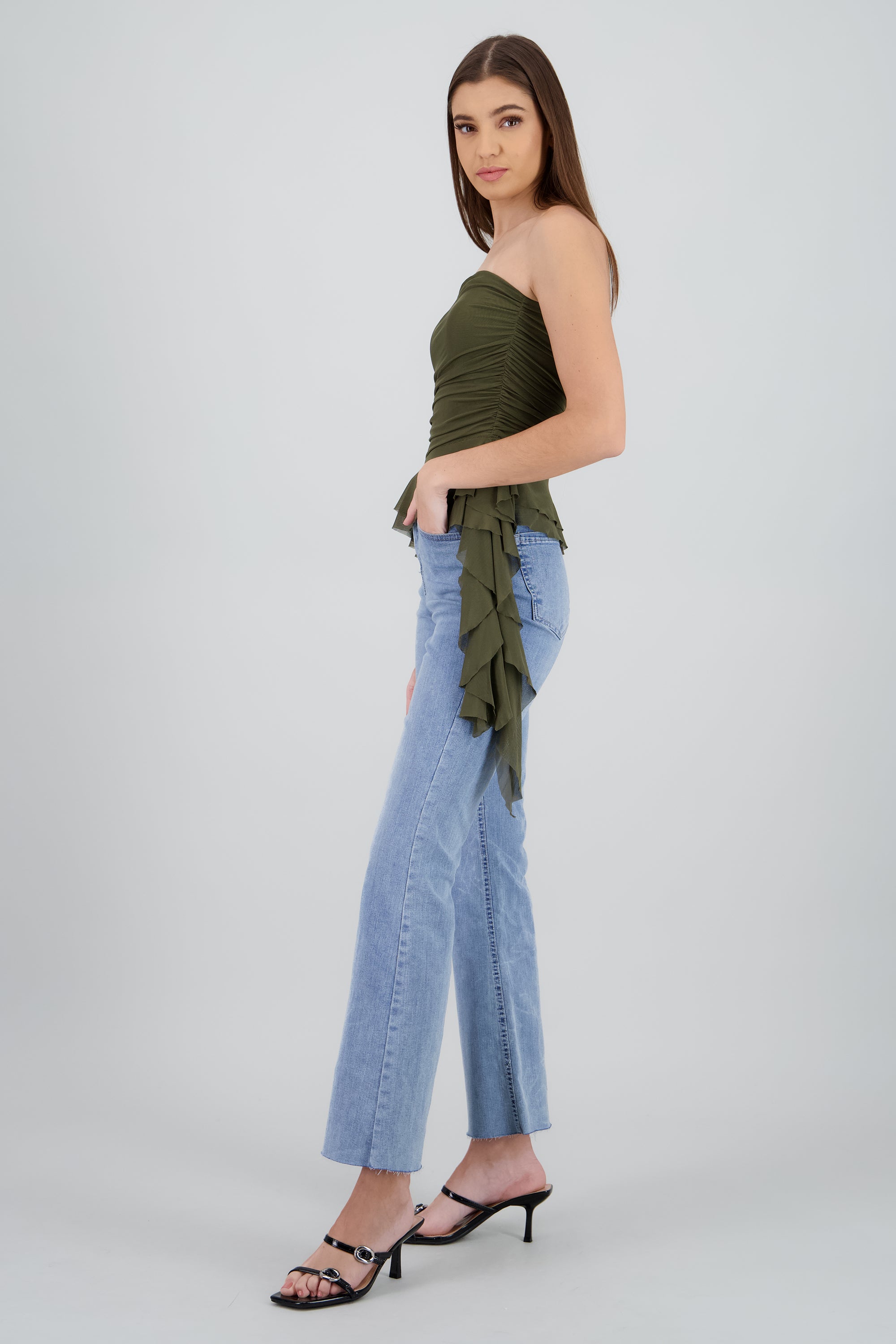 Top strapless drapeado OLIVO