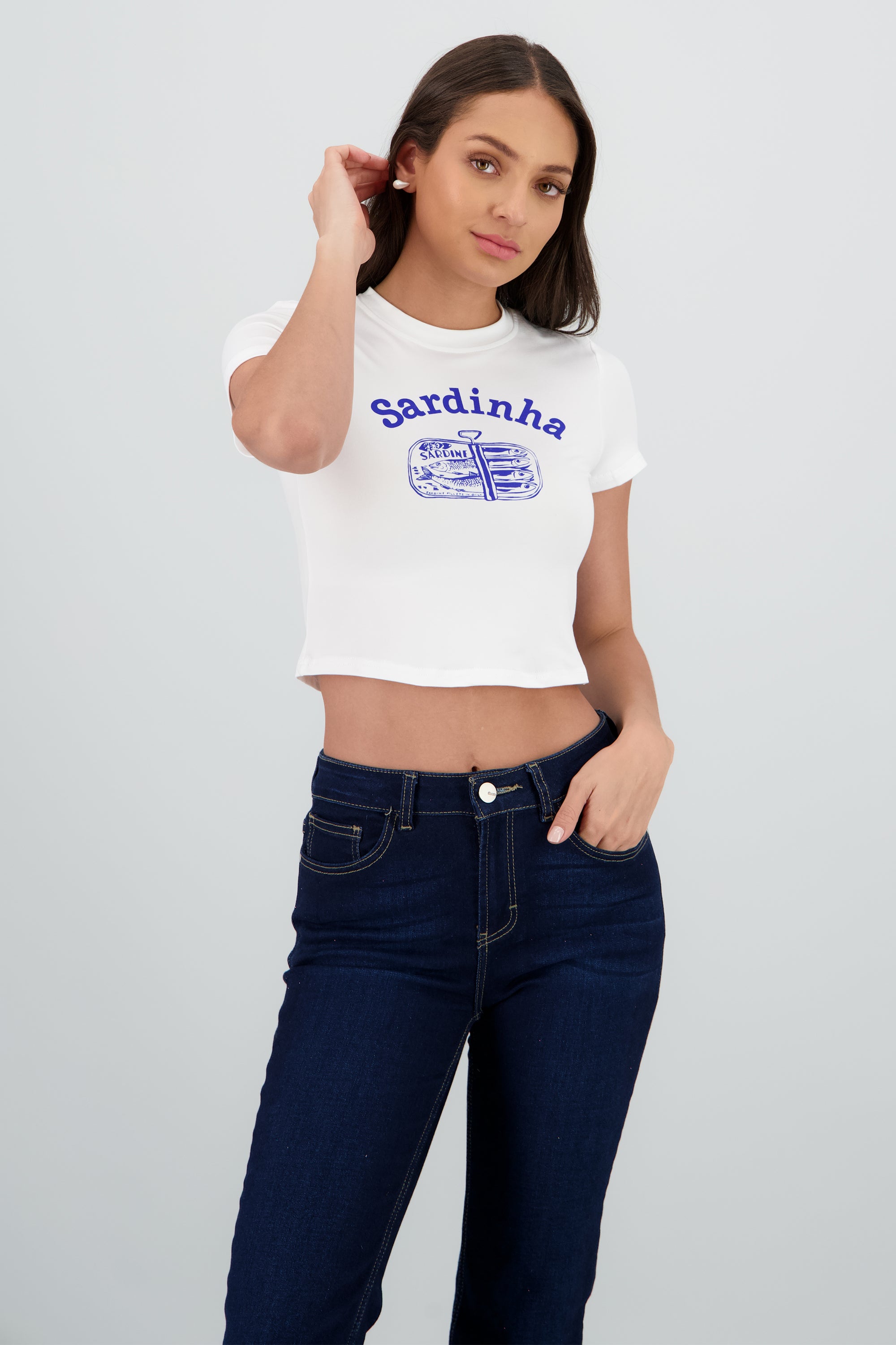 Playera corta sardinha tacto suave BLANCO COMBO