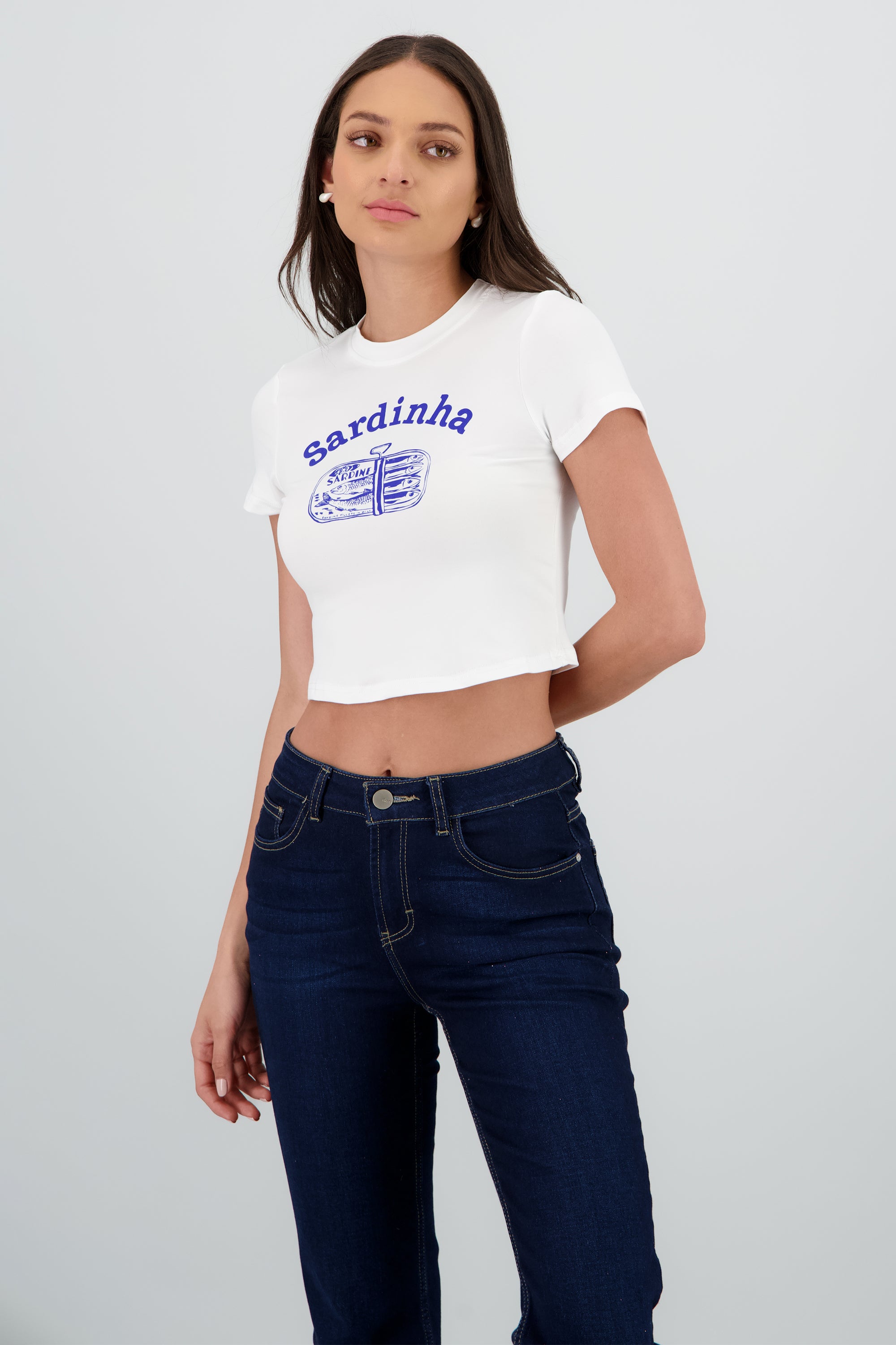 Playera corta sardinha tacto suave BLANCO COMBO