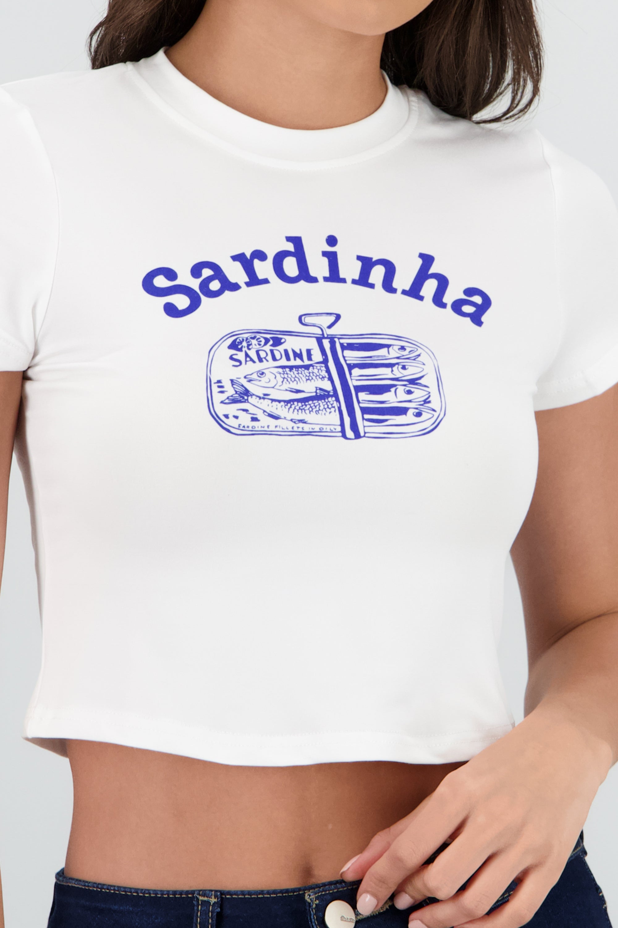 Playera corta sardinha tacto suave BLANCO COMBO