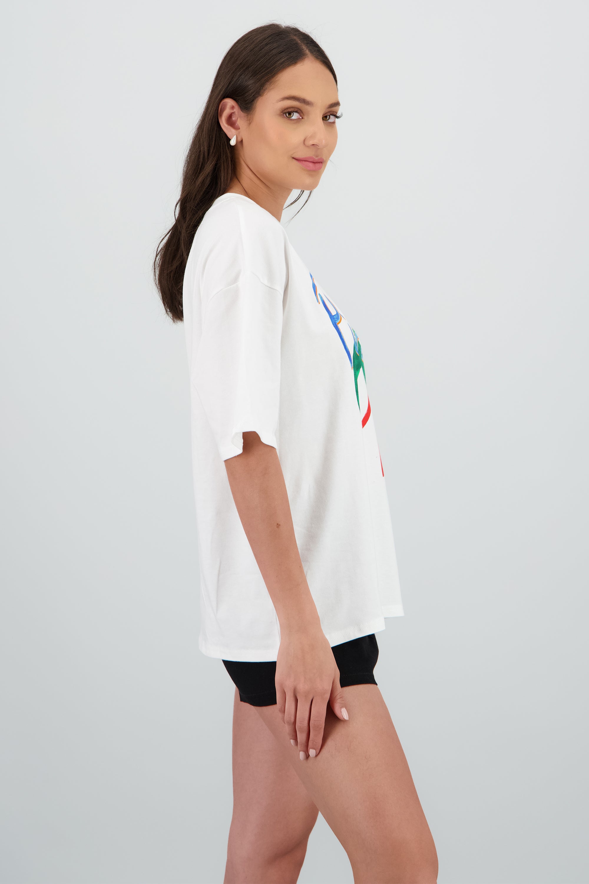 Playera estampada pimiento fit oversized BLANCO COMBO