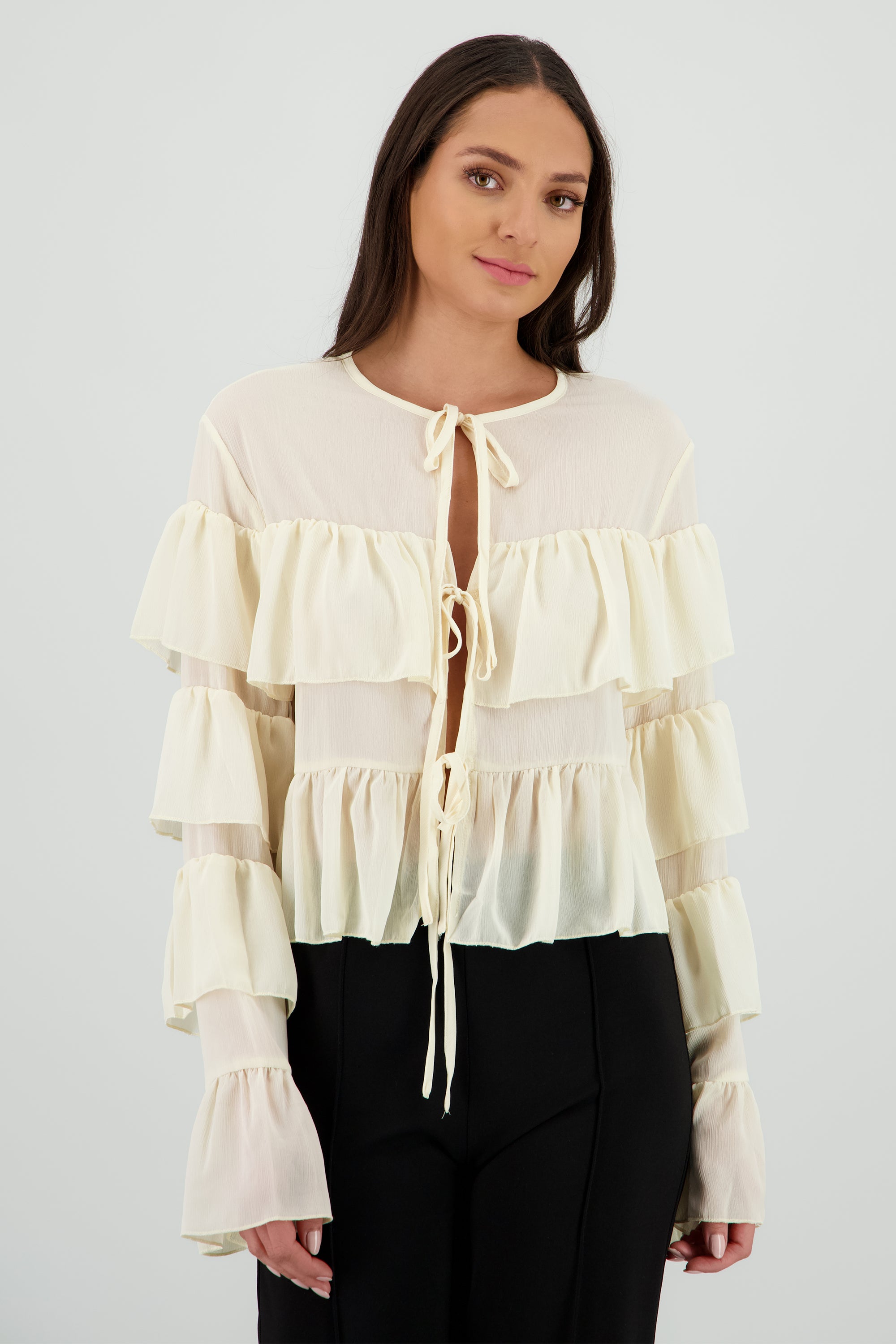 Blusa capas olanes BEIGE