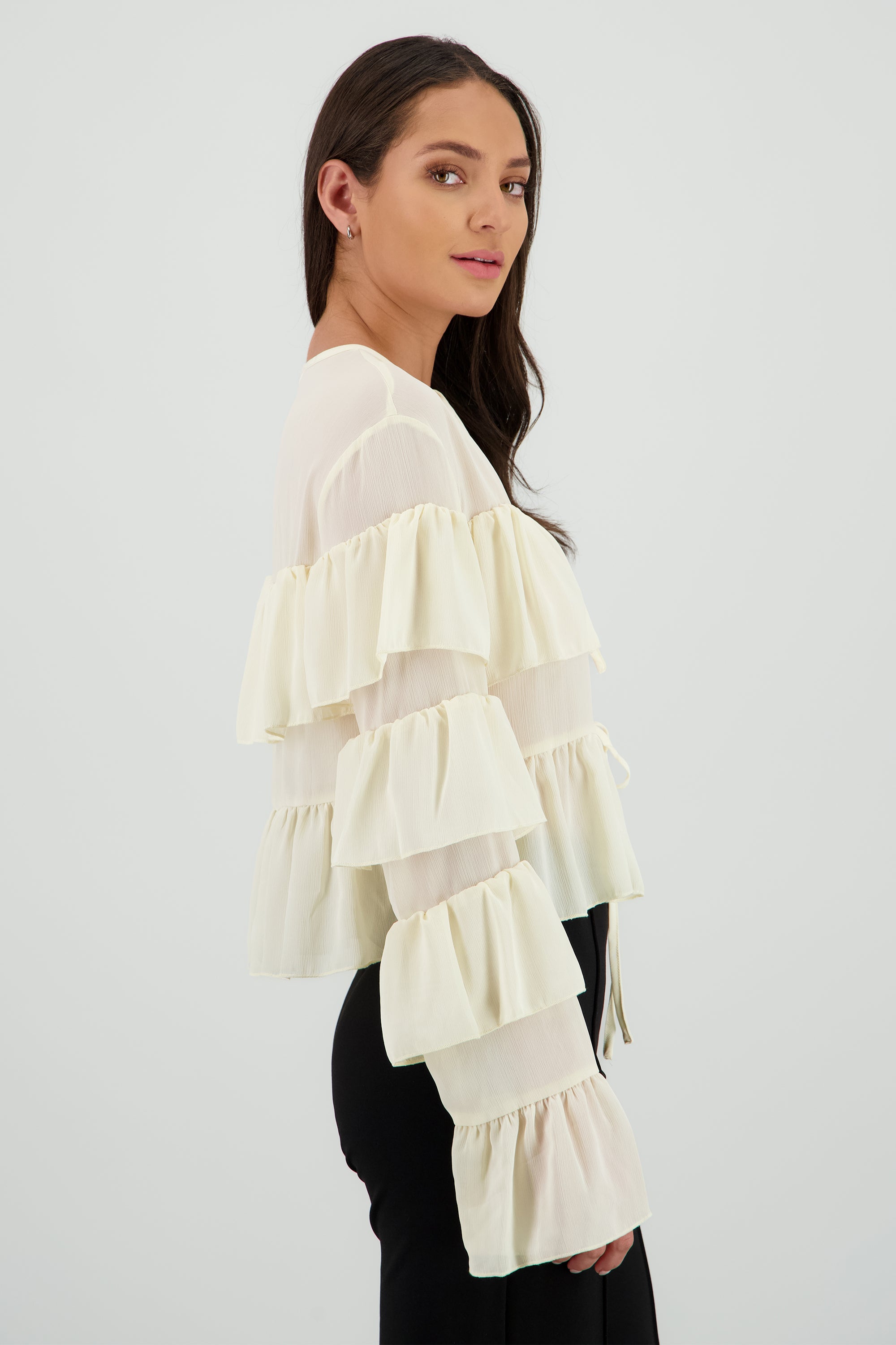 Blusa capas olanes BEIGE