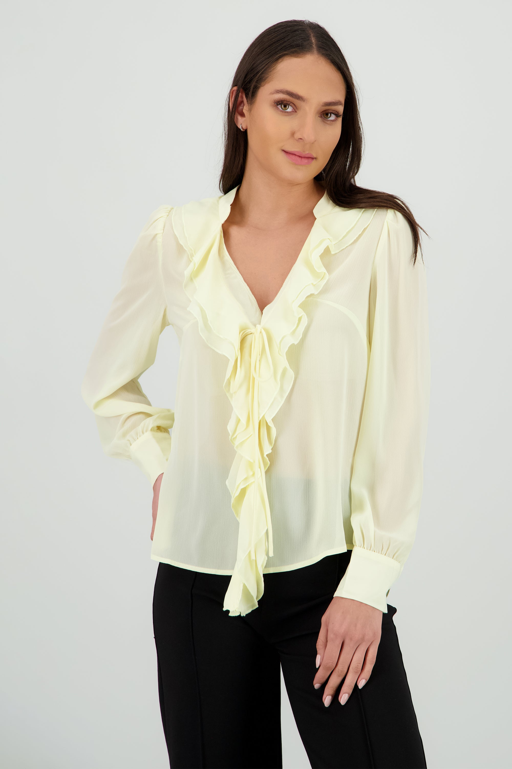 Blusa escote mini olanes AMARILLO PASTEL