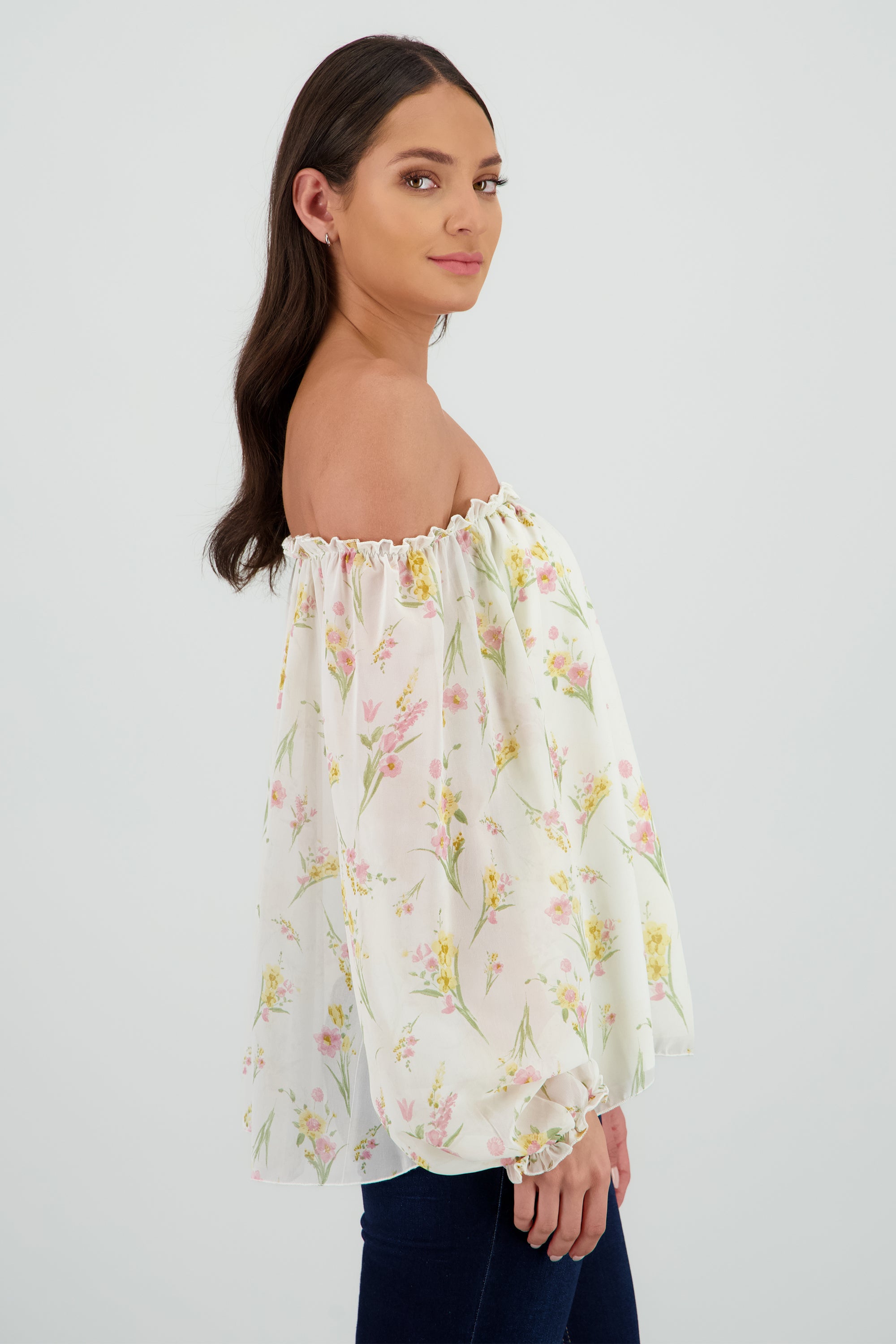 Blusa off shoulder BLANCO COMBO