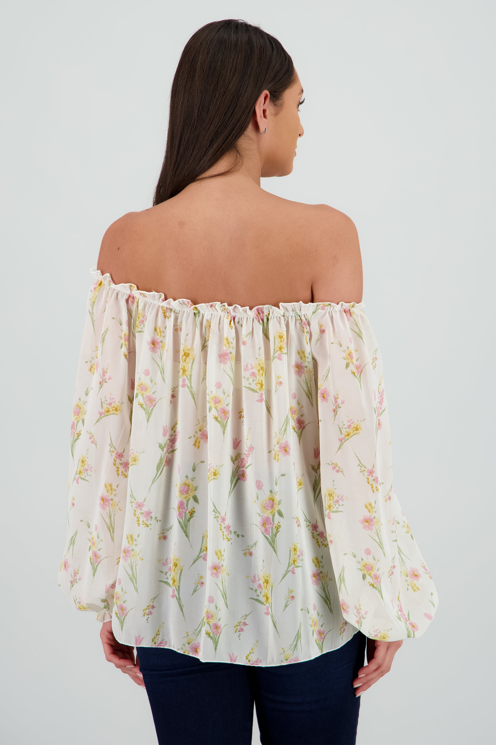 Blusa off shoulder BLANCO COMBO
