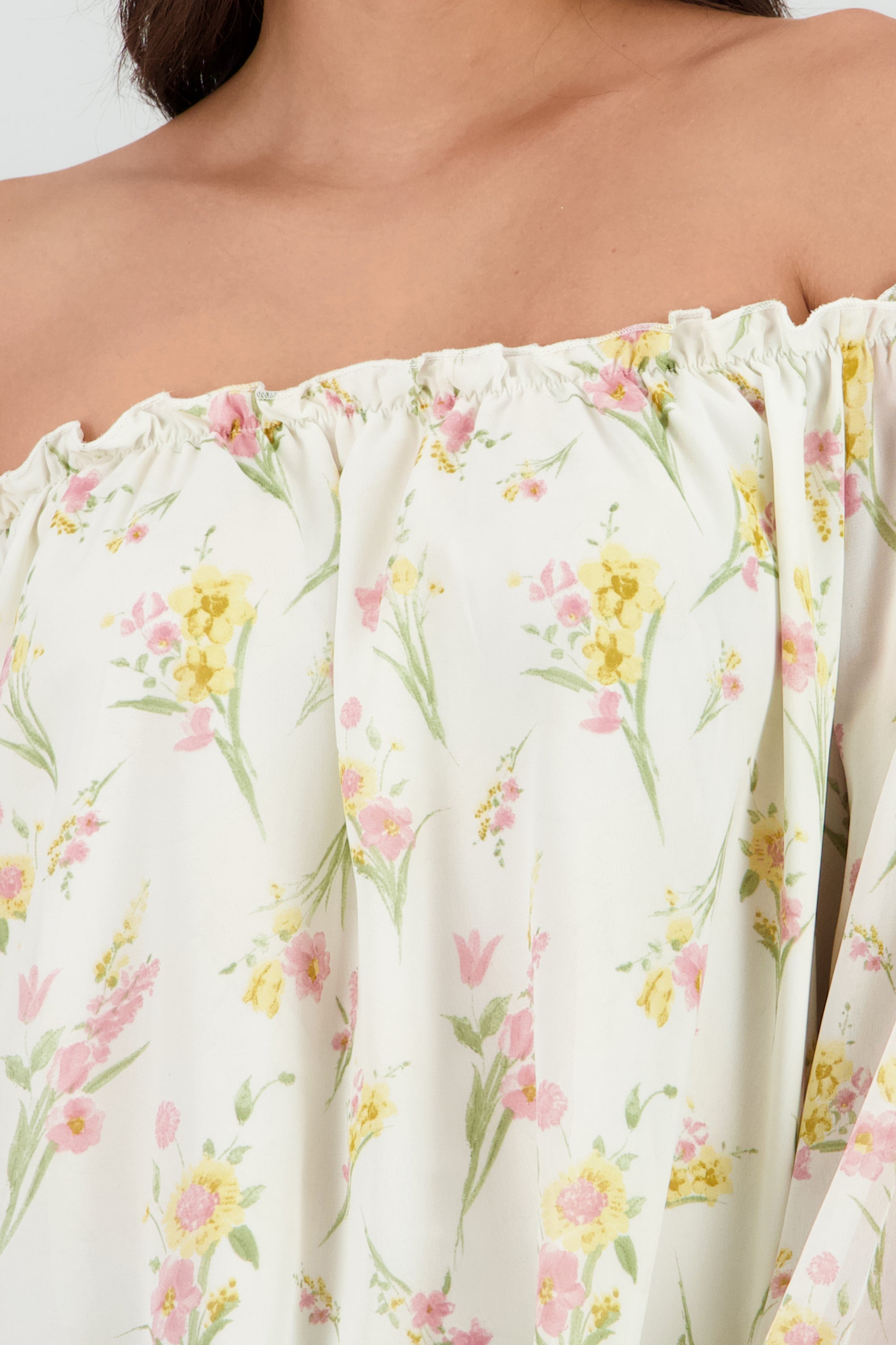 Blusa off shoulder BLANCO COMBO