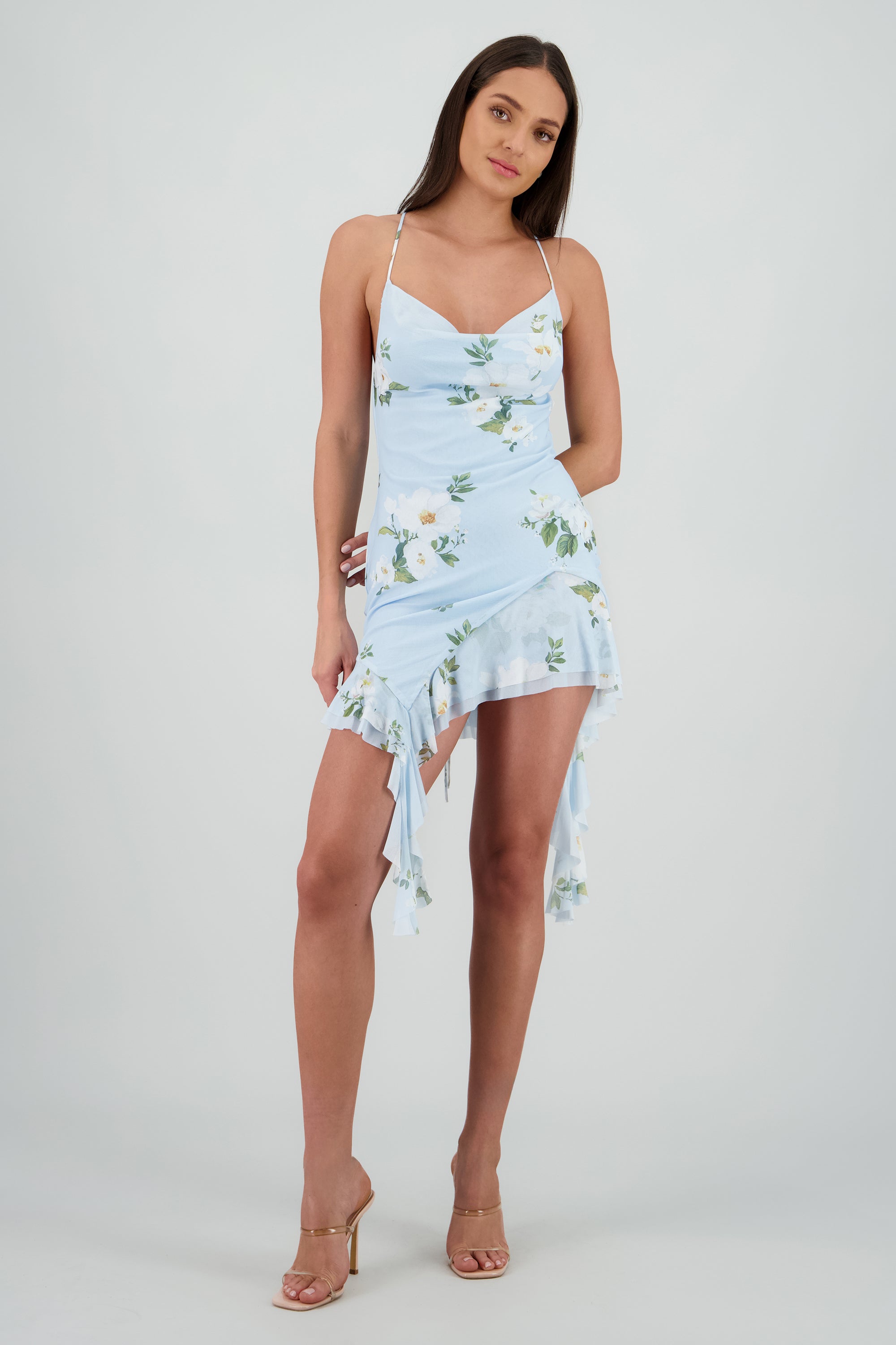 Vestido mesh estampado AZUL COMBO