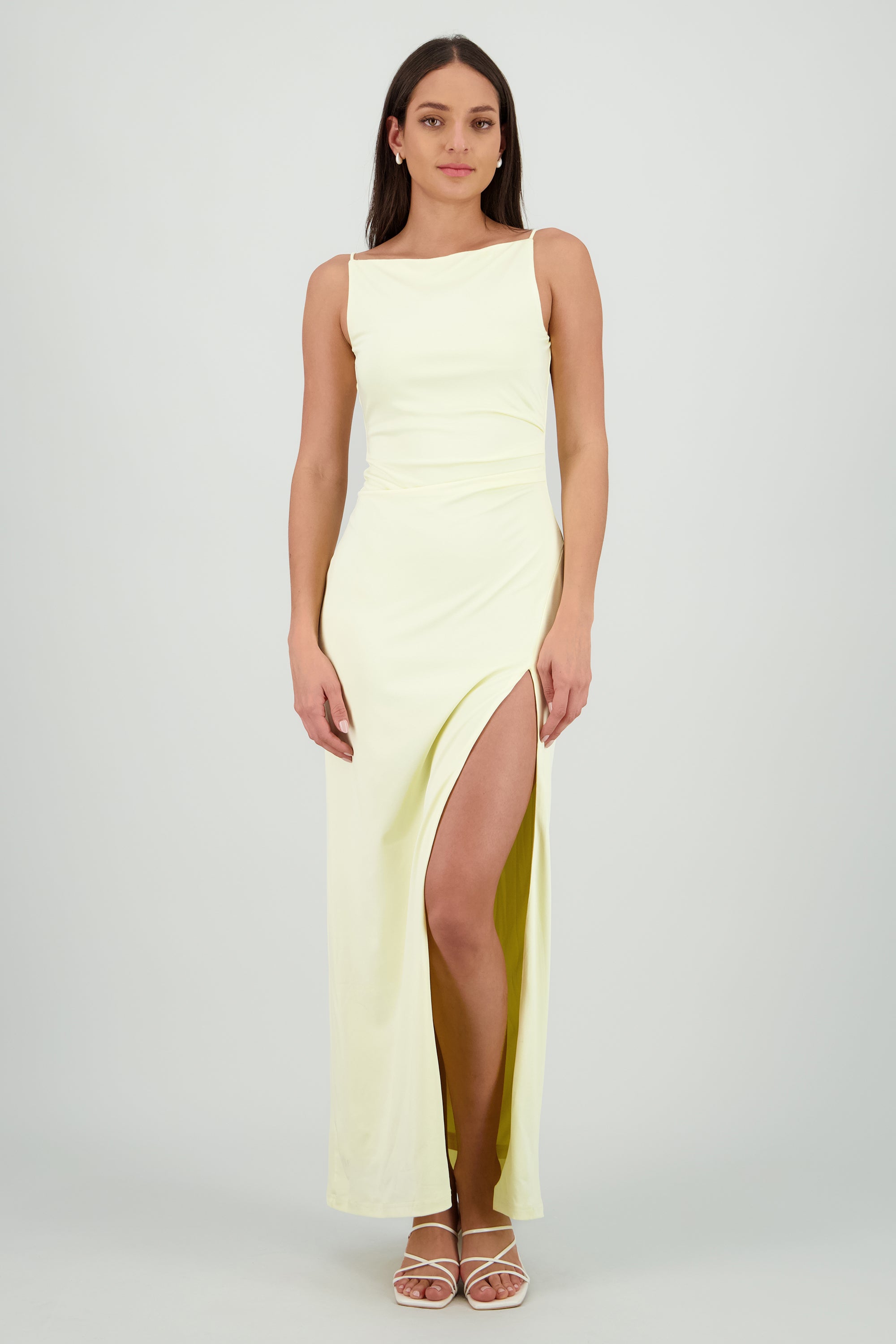 Vestido maxi bodycon liso AMARILLO PASTEL