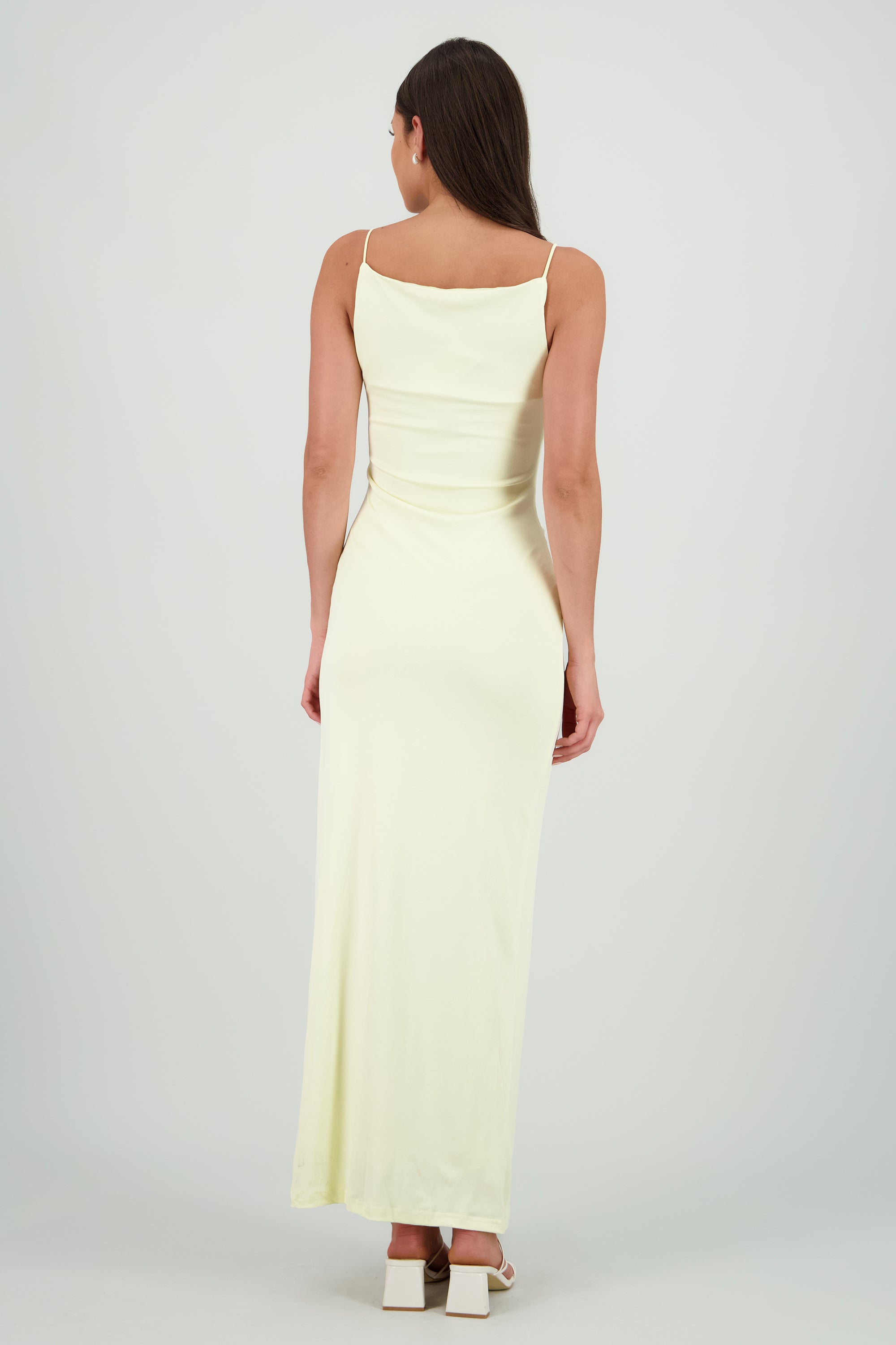 Vestido maxi bodycon liso AMARILLO PASTEL