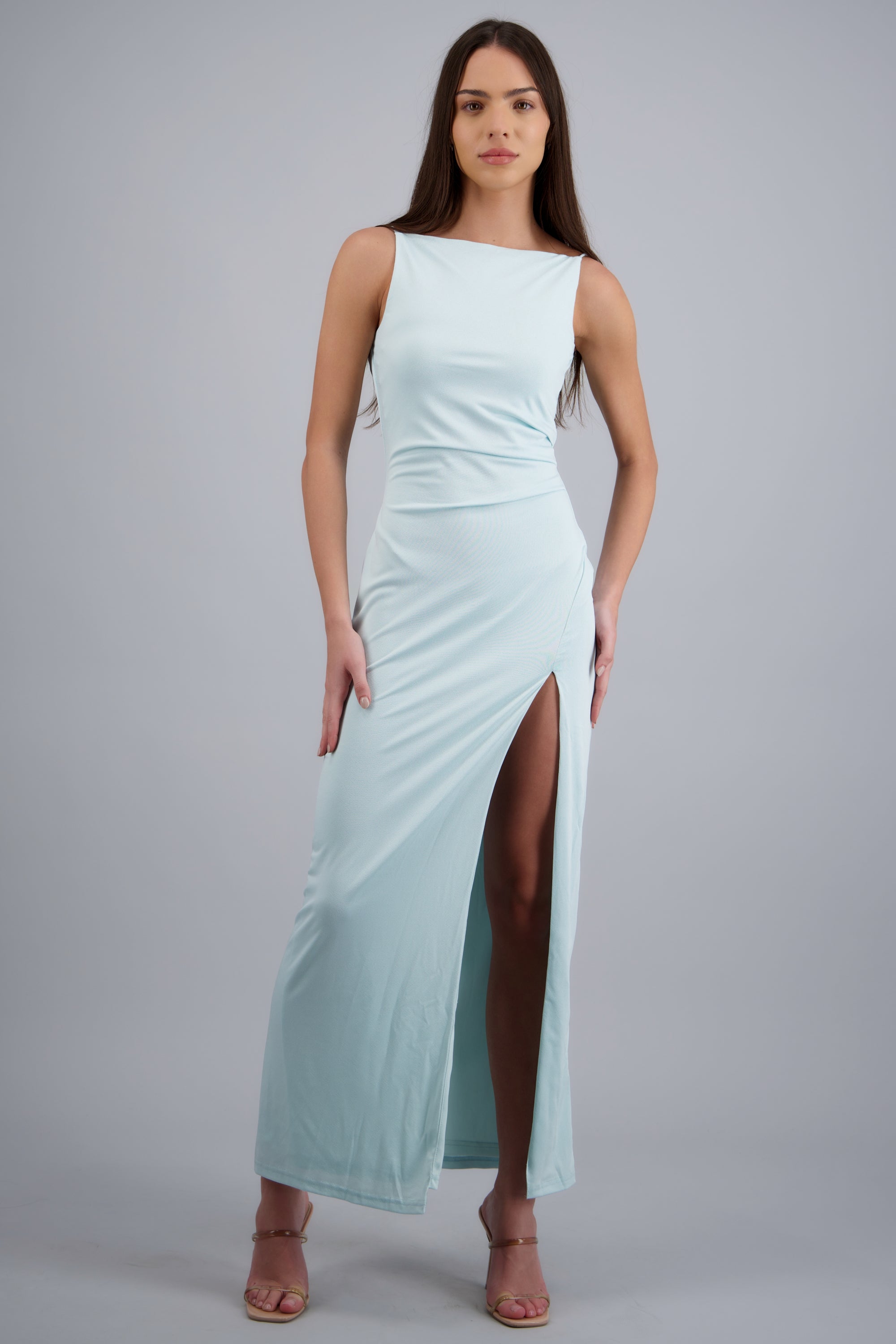 Vestido maxi bodycon liso AZUL PASTEL