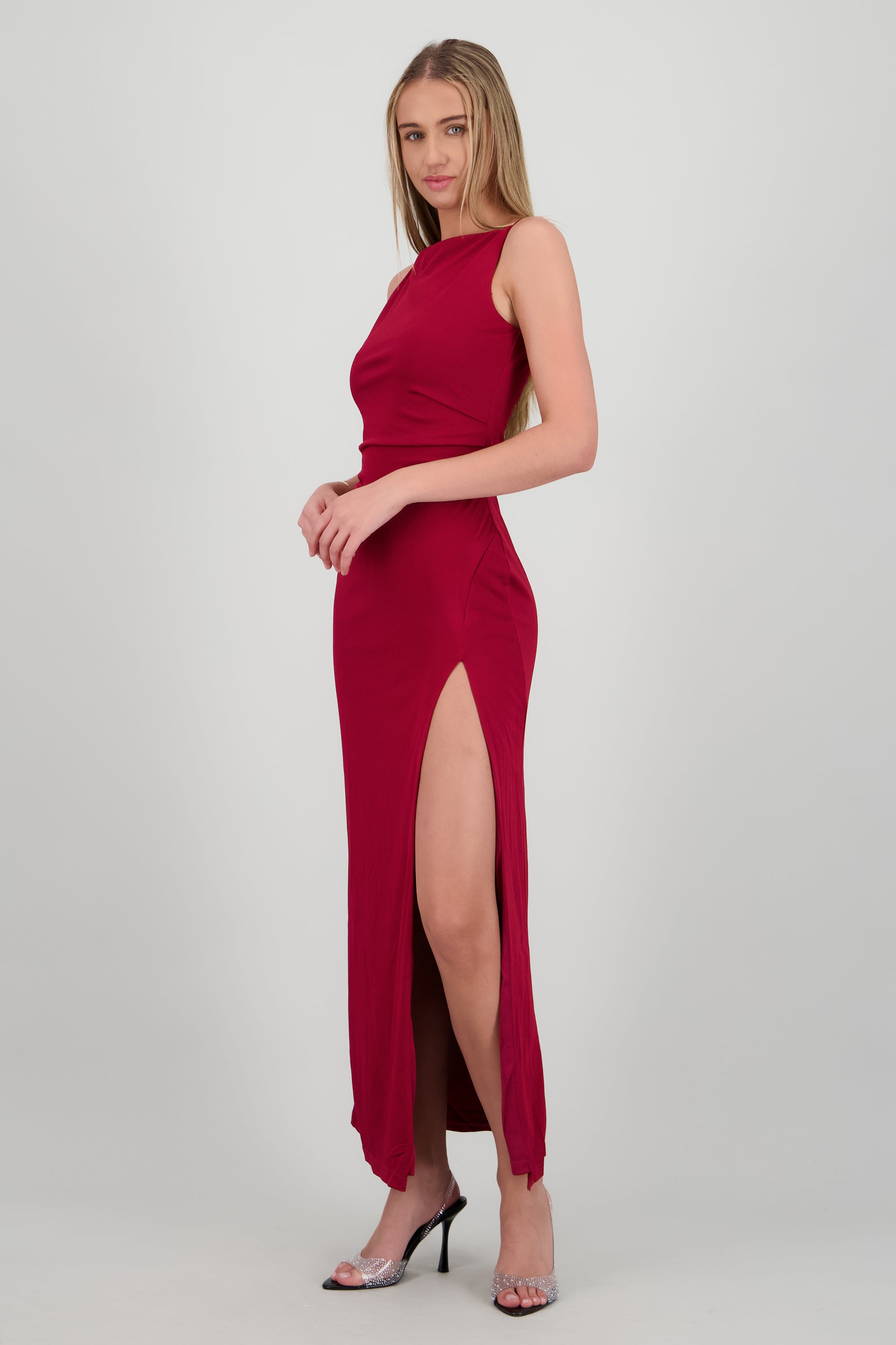 Vestido maxi bodycon liso VINO