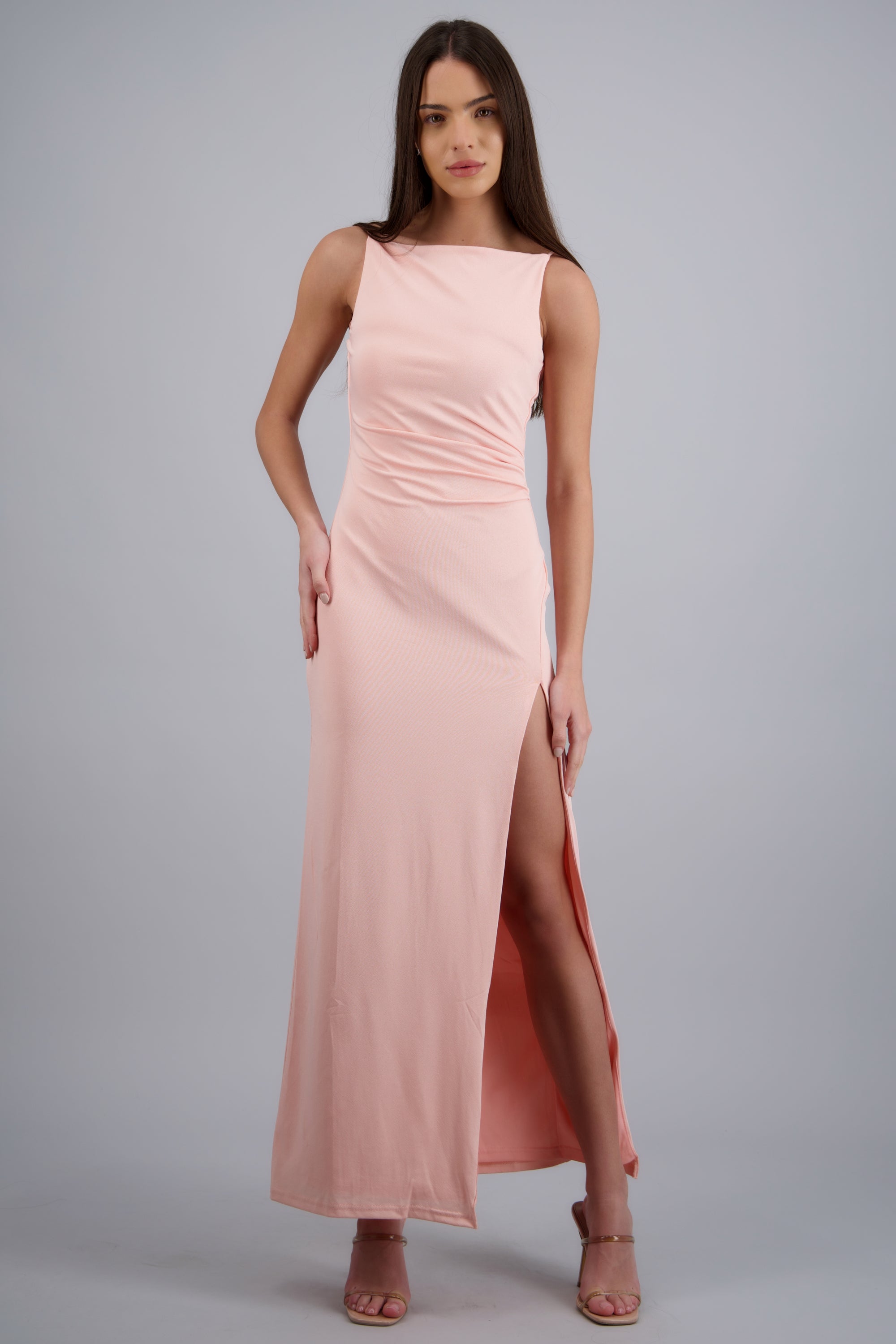 Vestido maxi bodycon liso ROSA PASTEL