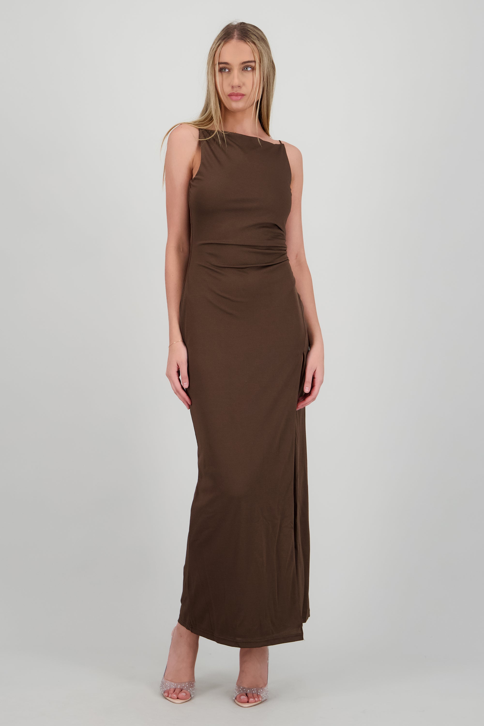 Vestido maxi bodycon liso CAFE OBSCURO