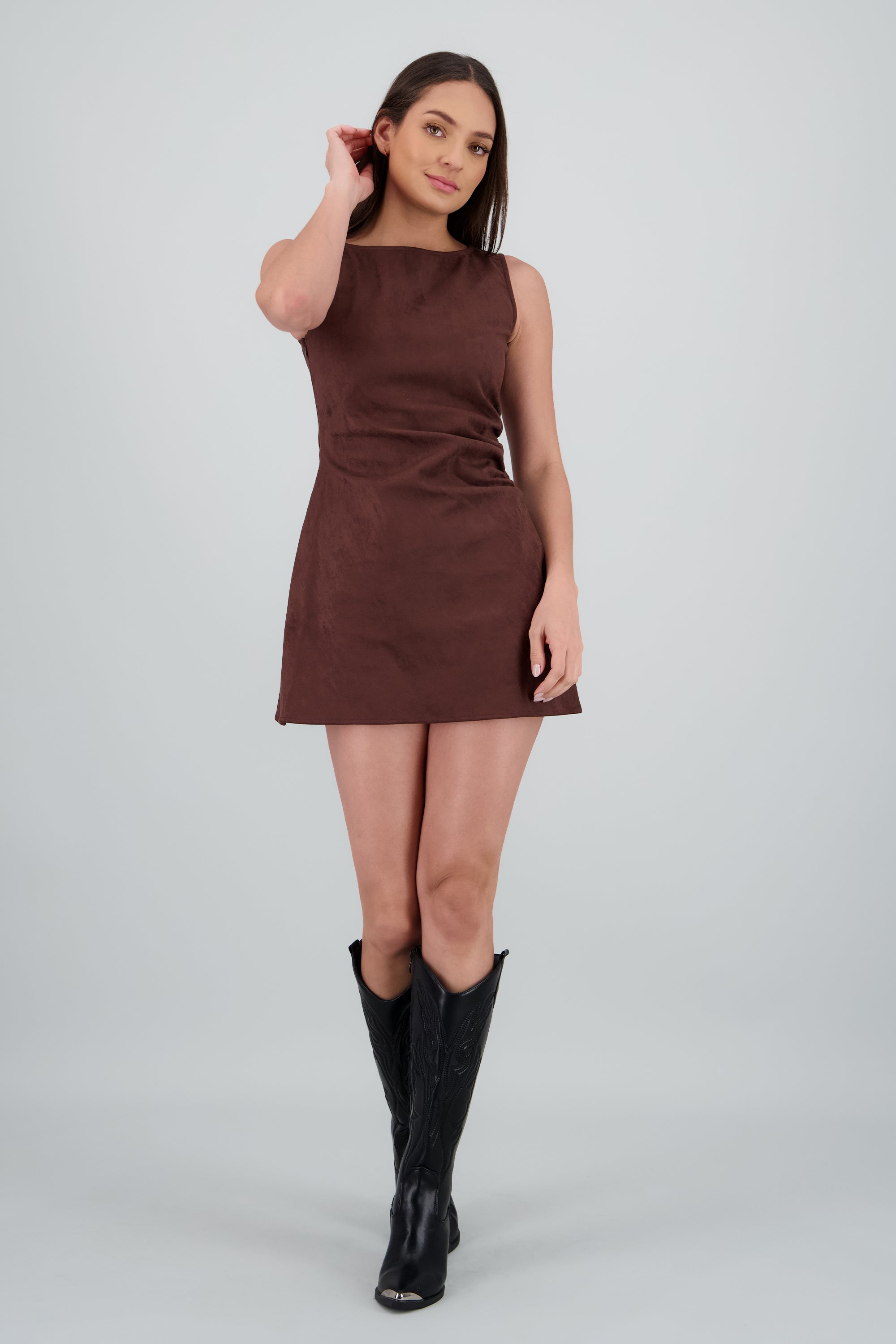 Vestido de suede liso CAFE OBSCURO