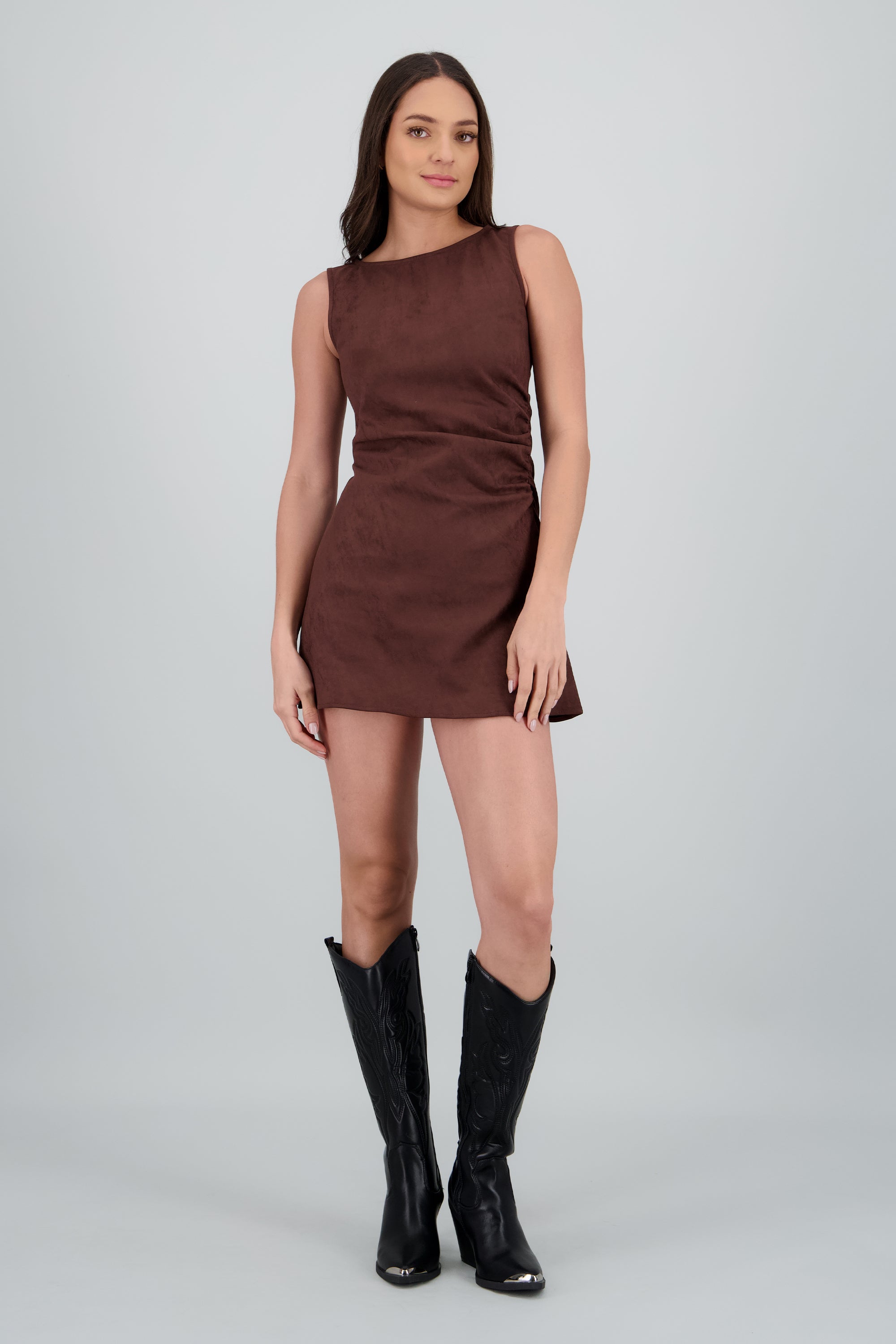 Vestido de suede liso CAFE OBSCURO