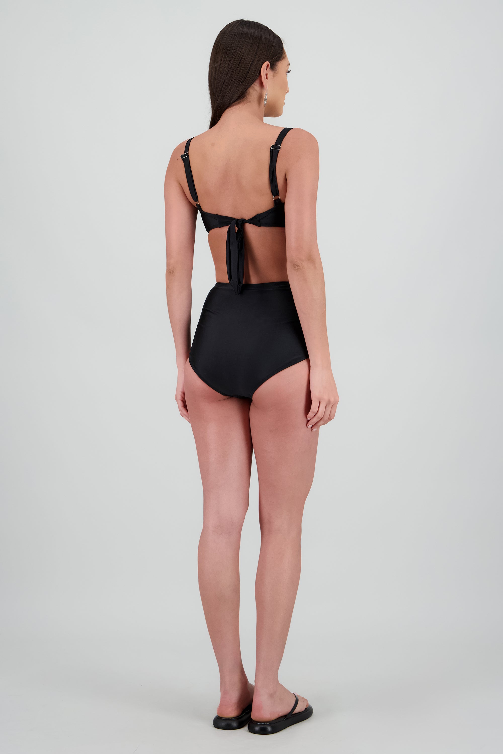 Bikini calzon alto estrellas NEGRO