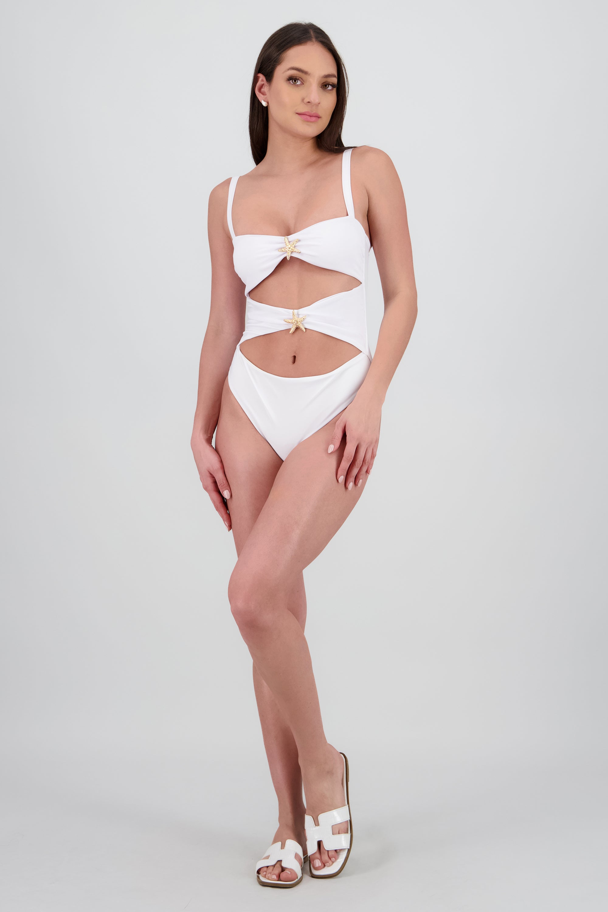 Trajes de baño estrellas control de abdomen BLANCO