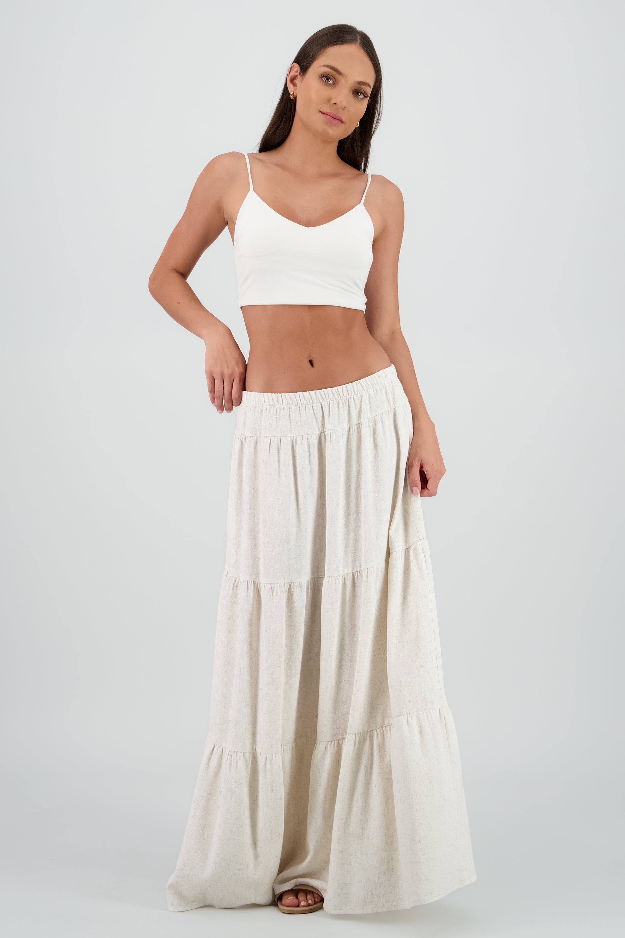 Falda maxi olanes BEIGE