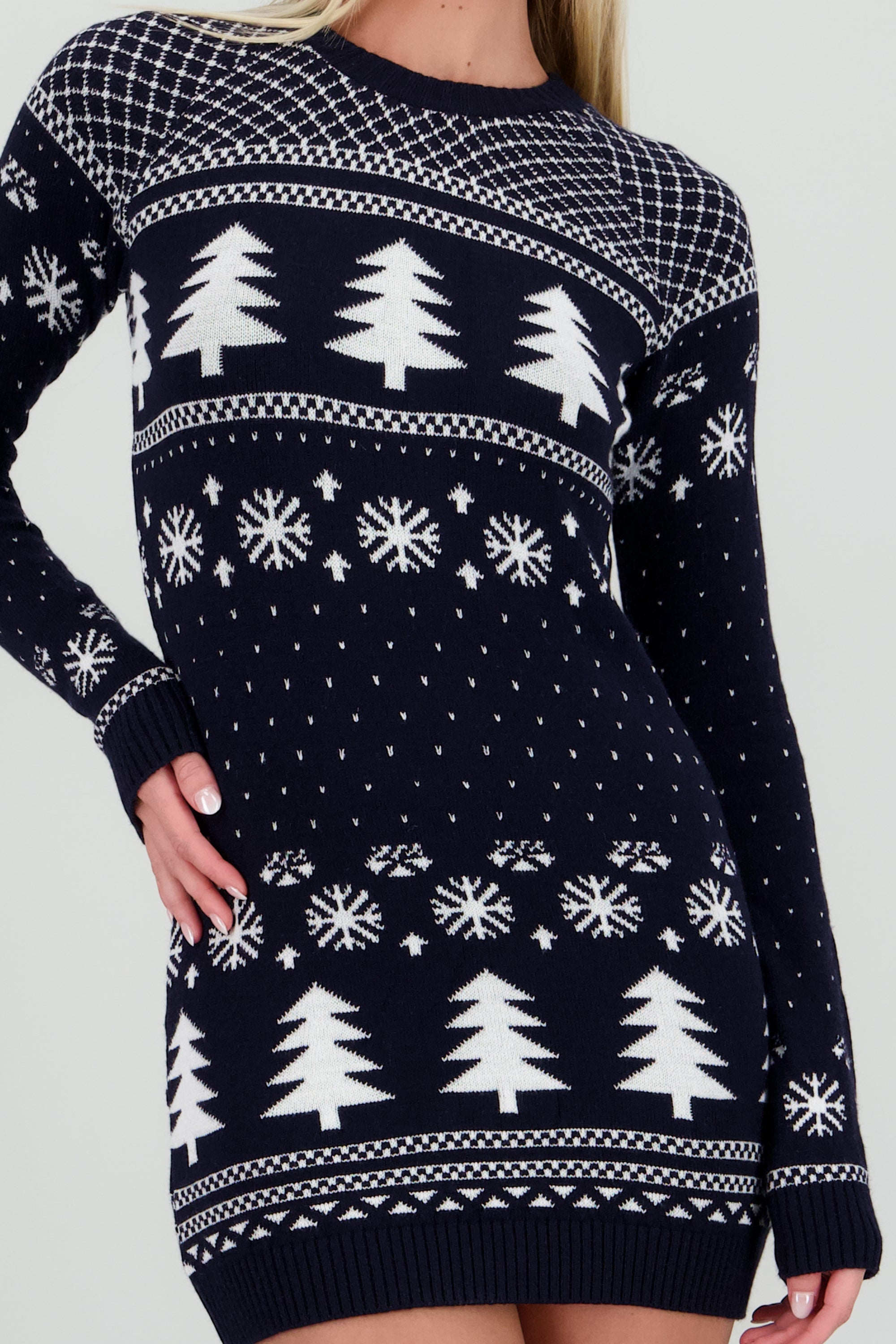 Vestido navideño grecas AZUL COMBO