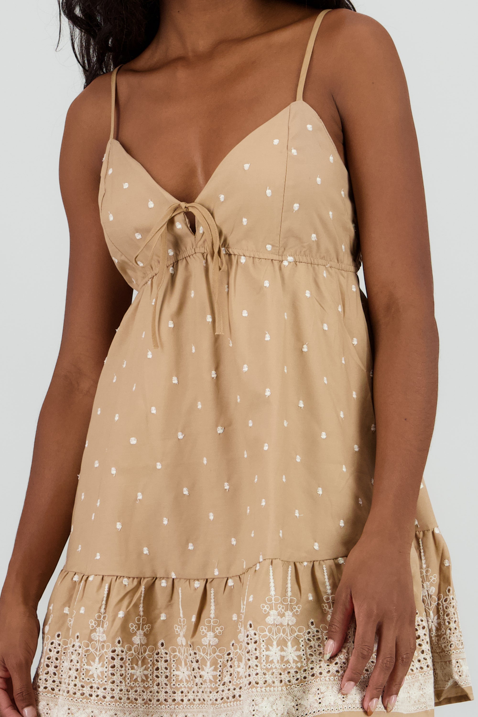Minivestido con bordado CAFE