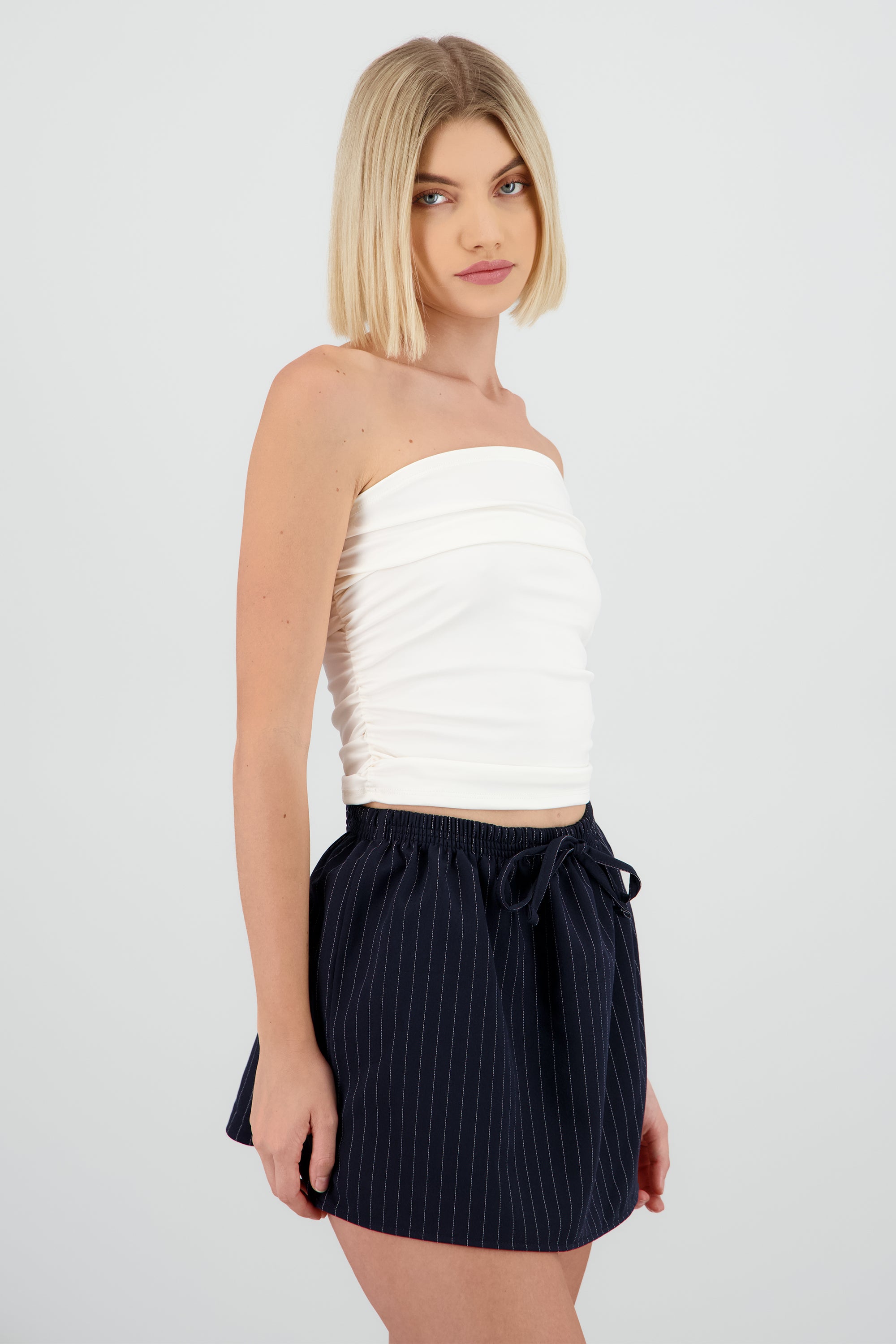 Top tubo frunce lateral BLANCO